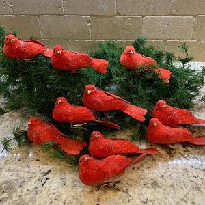 Vintage Christmas Clip-On Birds (Red) Lot of 10